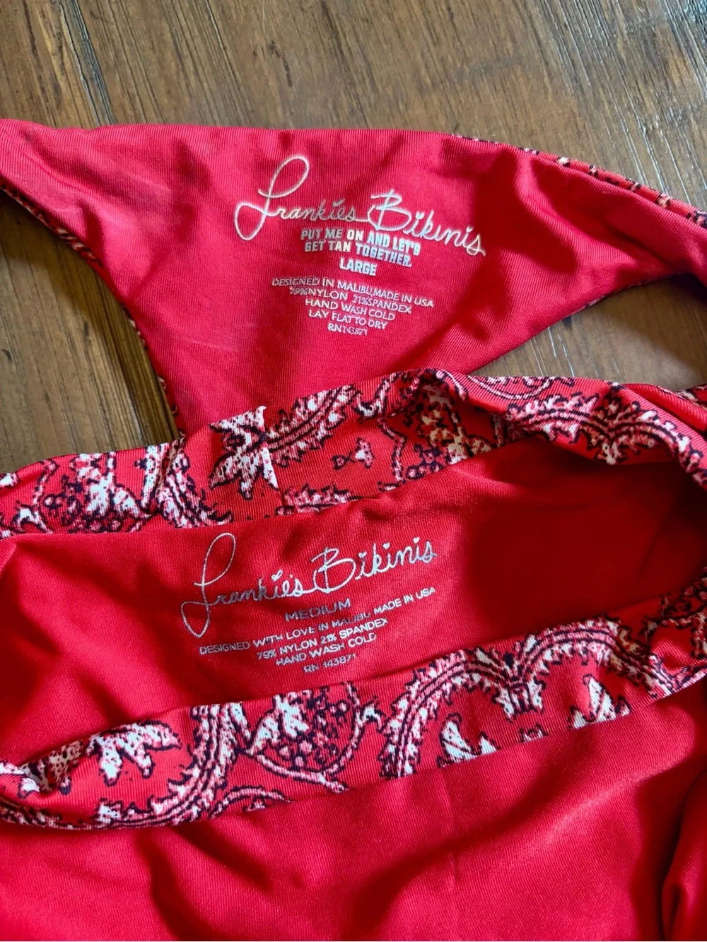 Frankie’s bikinis red bandana print bikini set